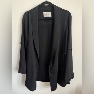 Aritzia Babaton Kahlo Open Front Crepe Longline Cardigan Robe - Black - Small